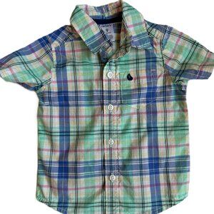 9M Boy's Easter Dress Shirt Plaid Short-Sleeve Button-Down